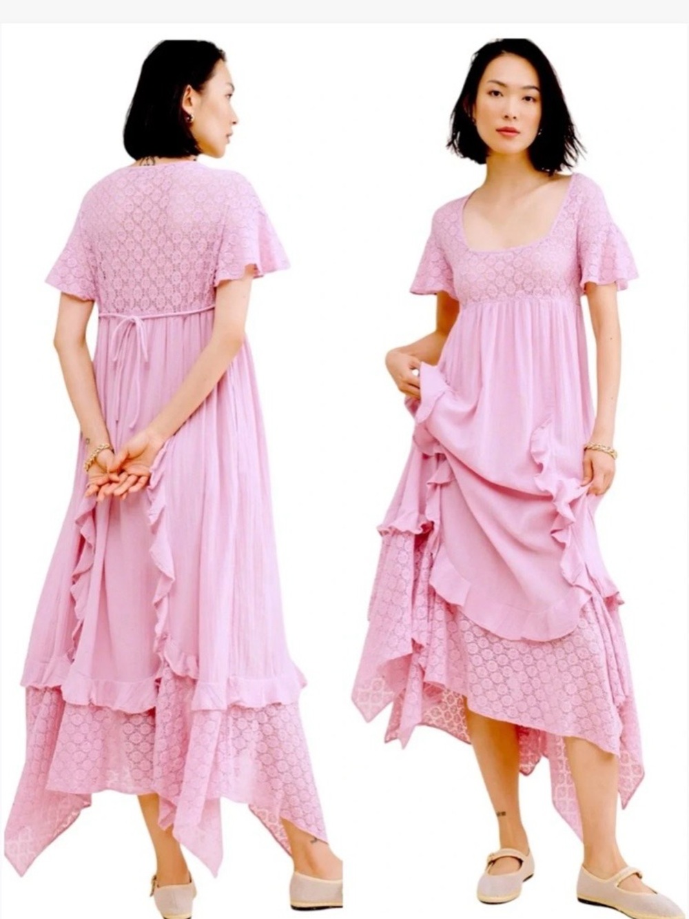 💗🍬 Free People x FREE-EST Blossom Pink Romance Boho Maxi Dress🍦